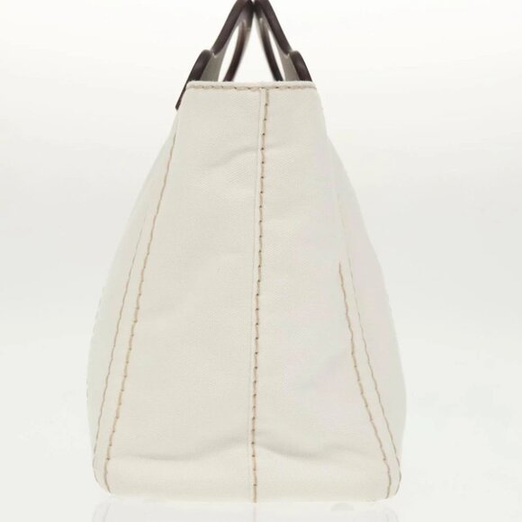 PRADA Canapalage Hand Bag Canvas White Silver 1BG350 Auth 101308SV - Picture 5 of 15